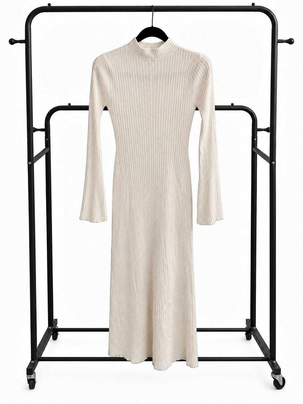 A New Day Women'Small Mini Sweater Dress Ribbed Maxi Dress in Cream Size Small